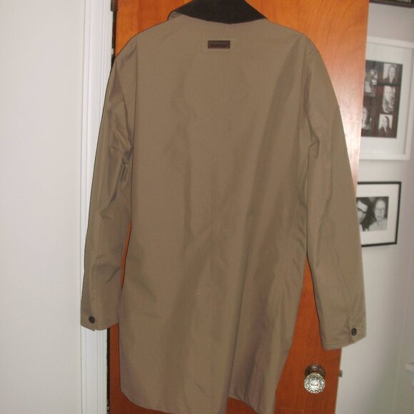 Barbour Original Tartan Waterproof Tan Jacket Trench Coat Brown Corduroy Collar - Picture 2 of 8